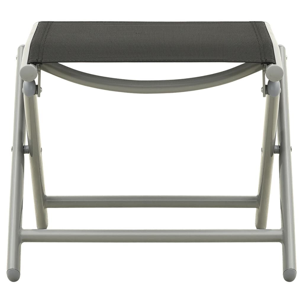 Folding Footrest Black and Silver Textilene and Aluminium Folding Footrest Black and Silver Textilene and Aluminium
