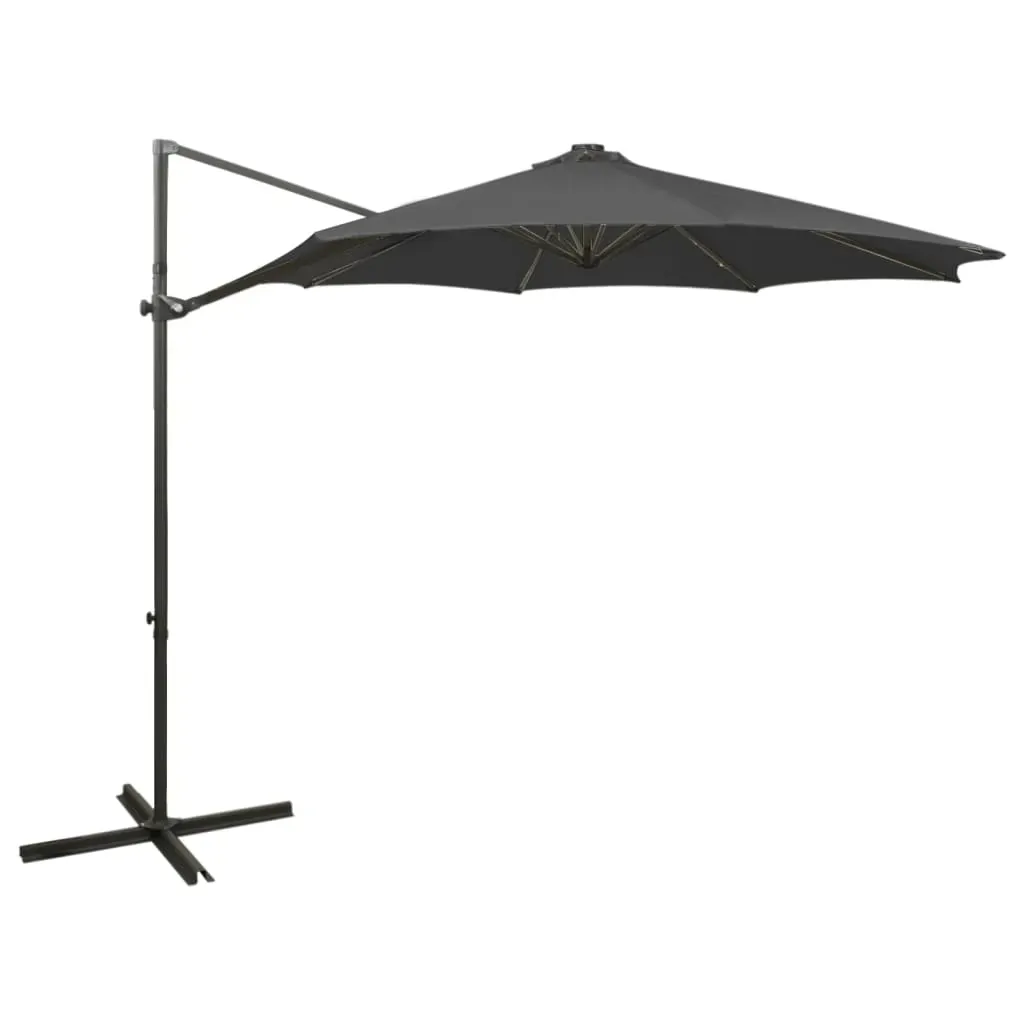Cantilever Garden Parasol with Pole and LED Lights Anthracite 300 cm Cantilever Garden Parasol with Pole and LED Lights Anthracite 300 cm