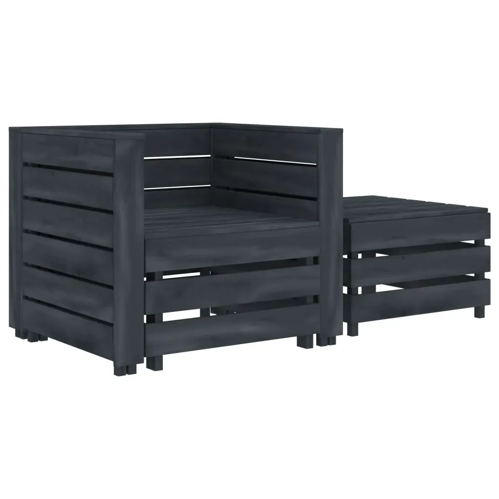 2 Piece Garden Pallet Lounge Set Grey Wood 2 Piece Garden Pallet Lounge Set Grey Wood