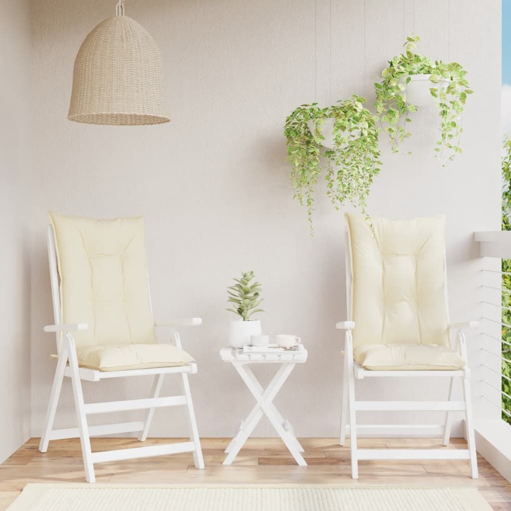 Garden Highback Chair Cushions 2 pcs Cream 120x50x7 cm Fabric Garden Highback Chair Cushions 2 pcs Cream 120x50x7 cm Fabric