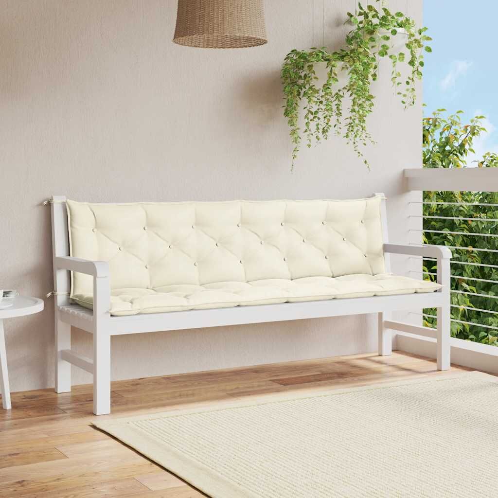 Garden Bench Cushion Cream White 200x(50+50)x7cm Oxford Fabric Garden Bench Cushion Cream White 200x(50+50)x7cm Oxford Fabric