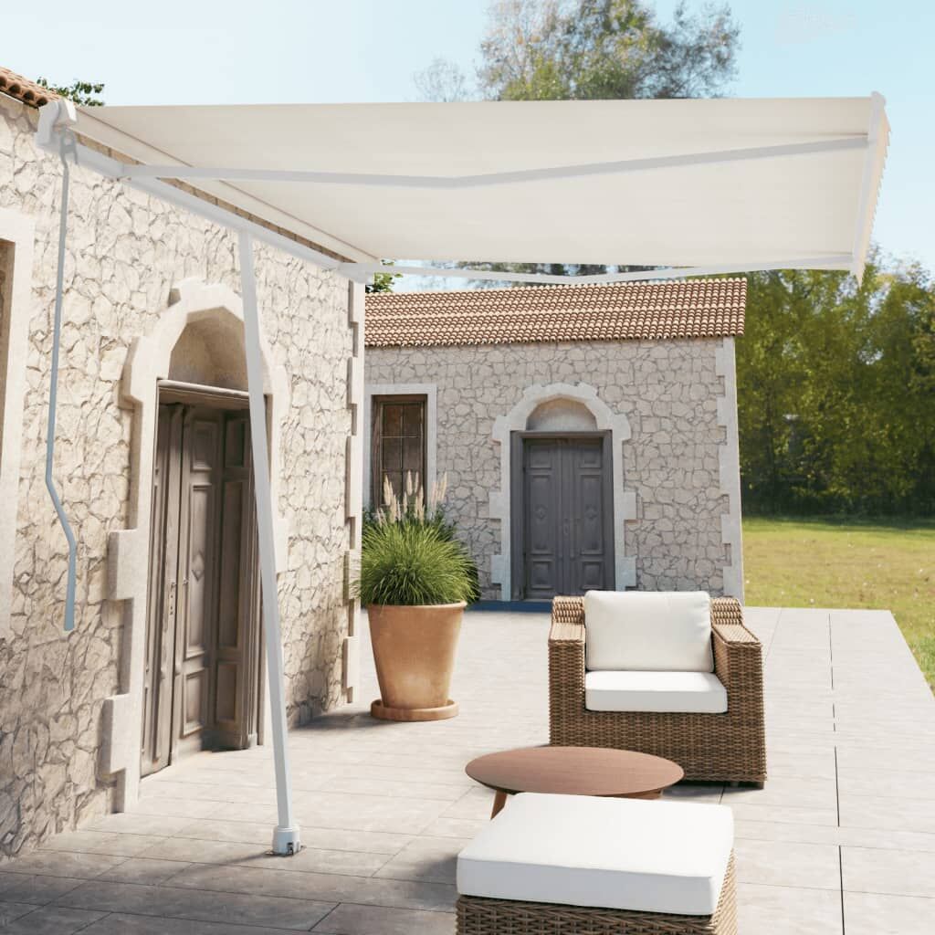 Awning Post Set White 300x245 cm Iron Awning Post Set White 300x245 cm Iron