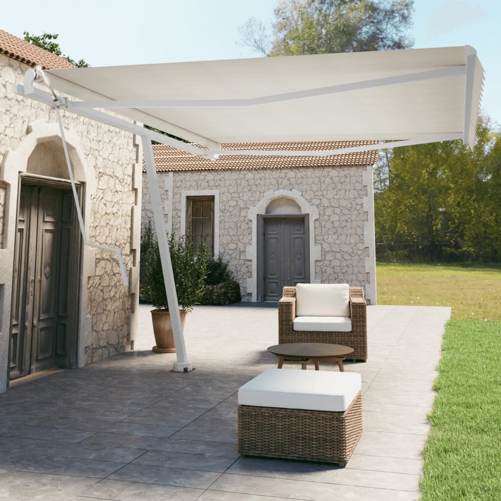 Awning Post Set White 450x245 cm Iron Awning Post Set White 450x245 cm Iron
