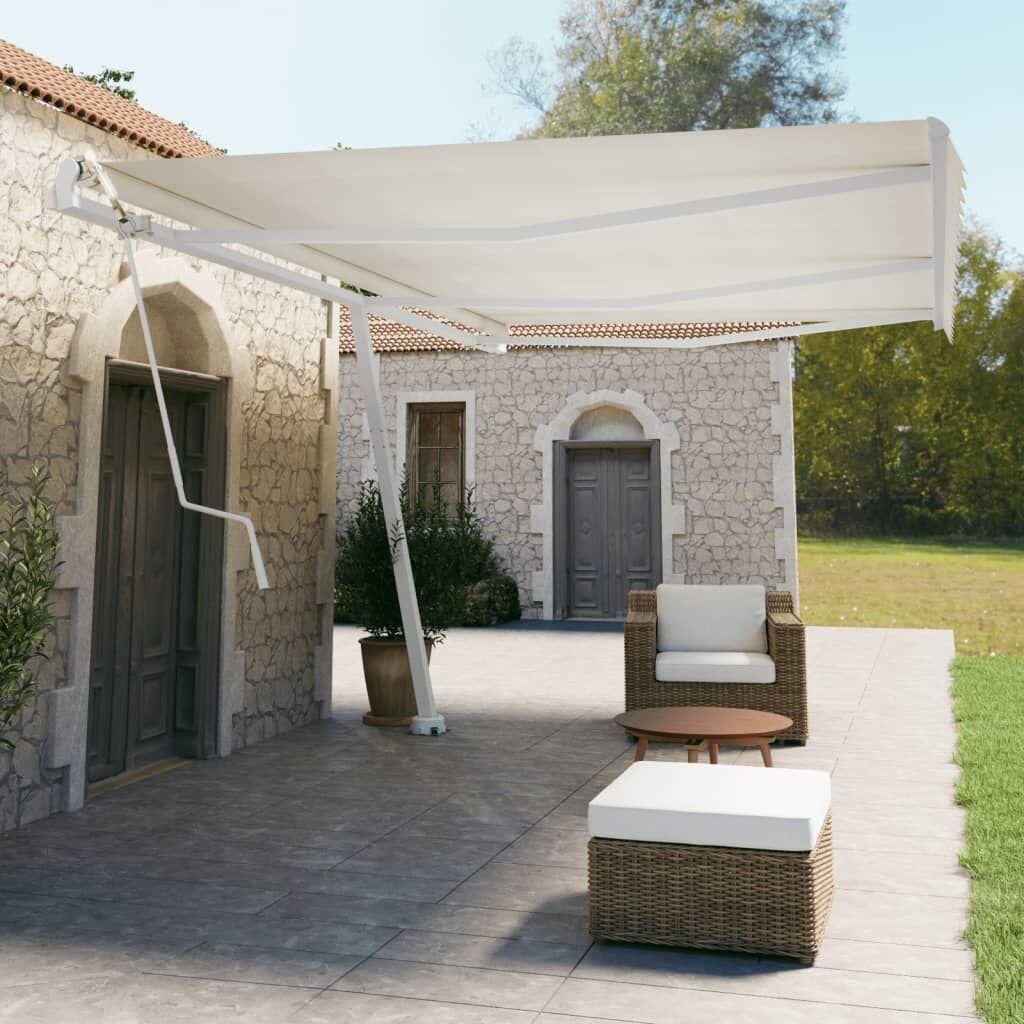 Awning Post Set White 600x245 cm Iron Awning Post Set White 600x245 cm Iron