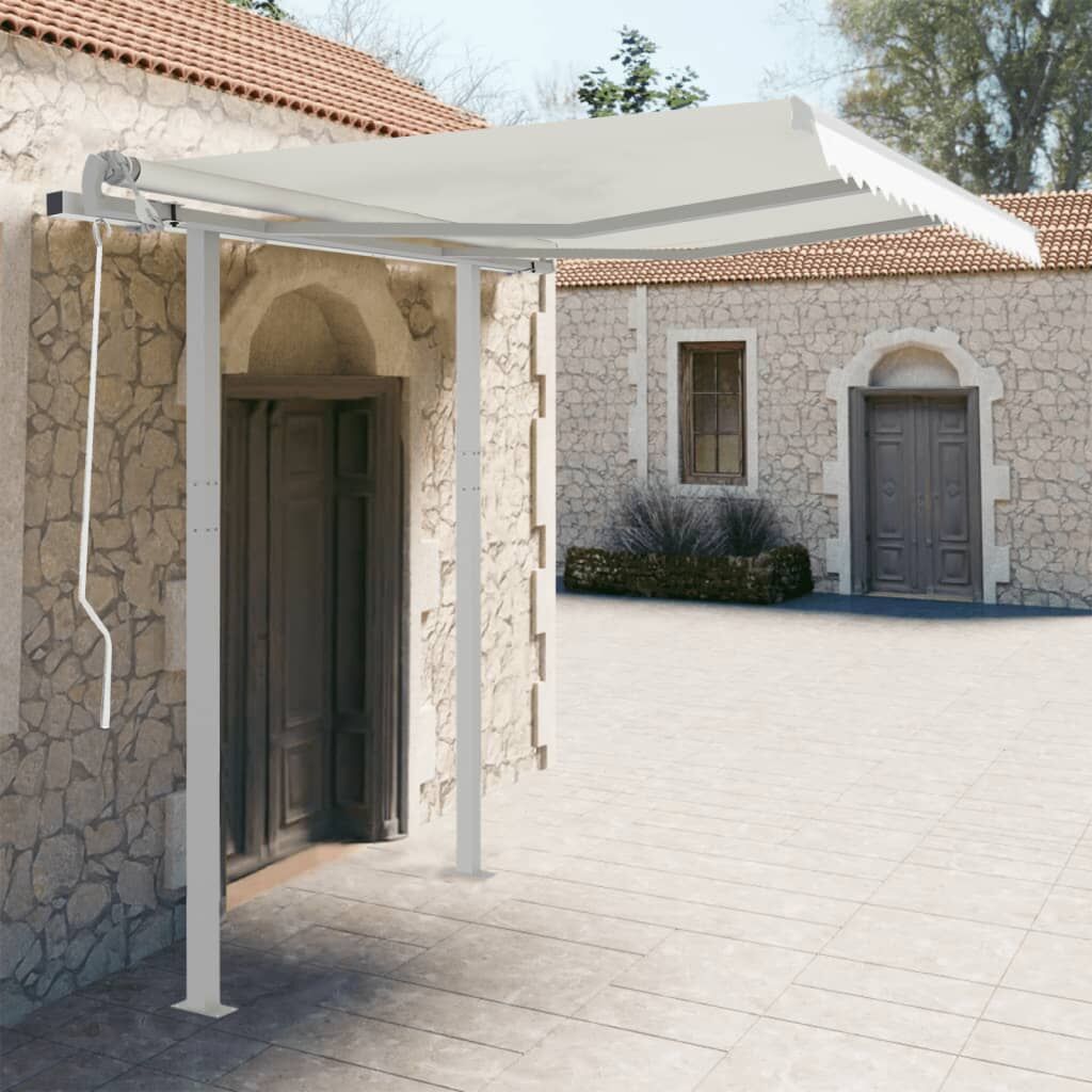 Awning Post Set White 300x245 cm Iron Awning Post Set White 300x245 cm Iron