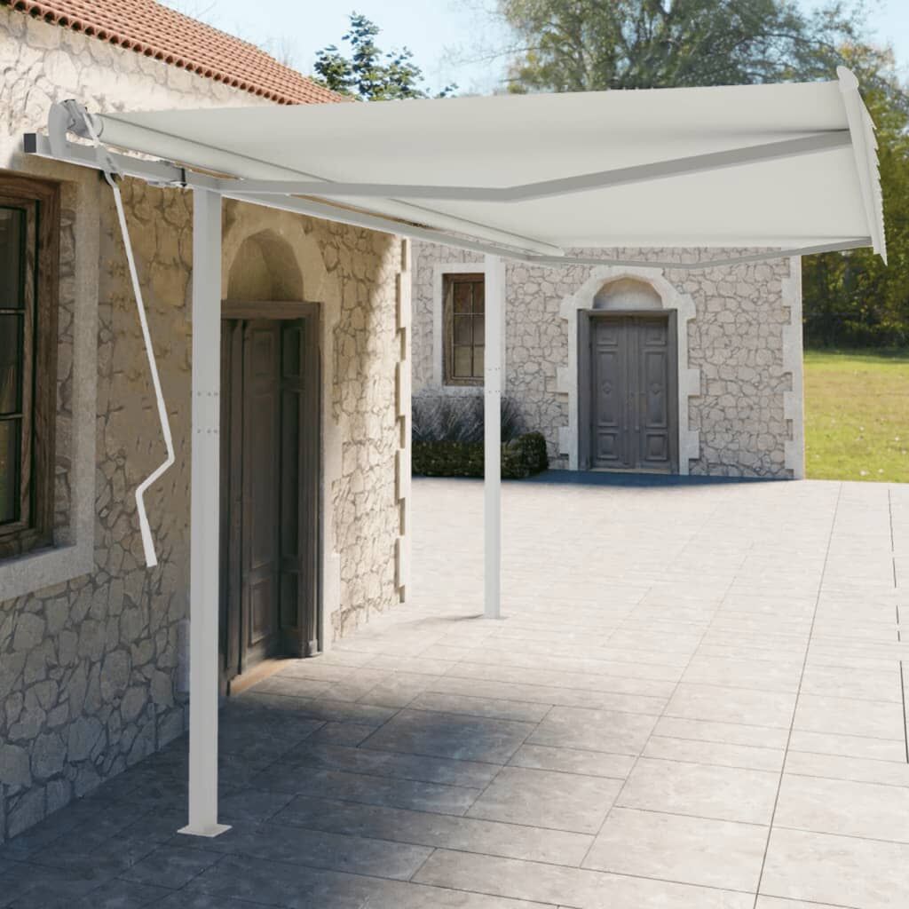 Awning Post Set White 450x245 cm Iron Awning Post Set White 450x245 cm Iron