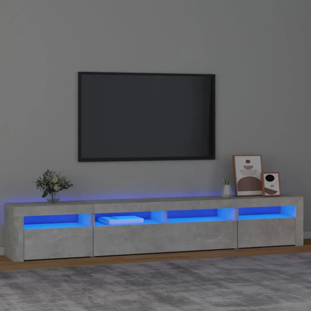 TV Cabinet with LED Lights Concrete Grey 240x35x40 cm TV Cabinet with LED Lights Concrete Grey 240x35x40 cm