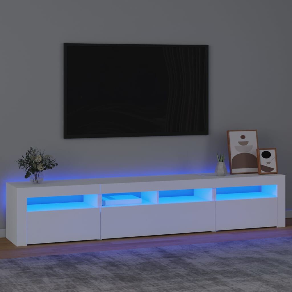 TV Cabinet with LED Lights White 210x35x40 cm TV Cabinet with LED Lights White 210x35x40 cm