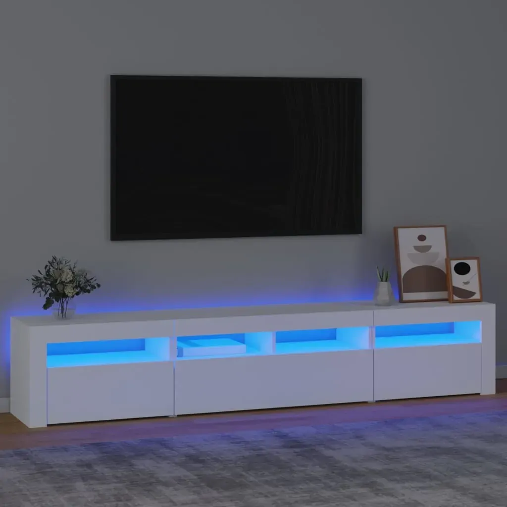 TV Cabinet with LED Lights White 210x35x40 cm TV Cabinet with LED Lights White 210x35x40 cm