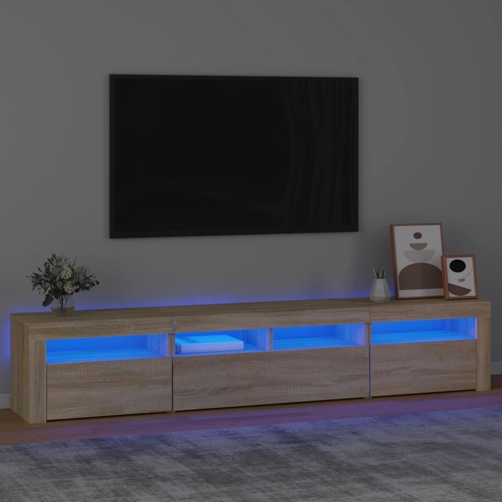 TV Cabinet with LED Lights Sonoma Oak 210x35x40 cm TV Cabinet with LED Lights Sonoma Oak 210x35x40 cm