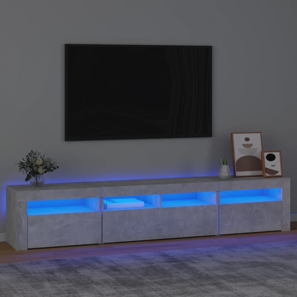 TV Cabinet with LED Lights Concrete Grey 210x35x40 cm TV Cabinet with LED Lights Concrete Grey 210x35x40 cm