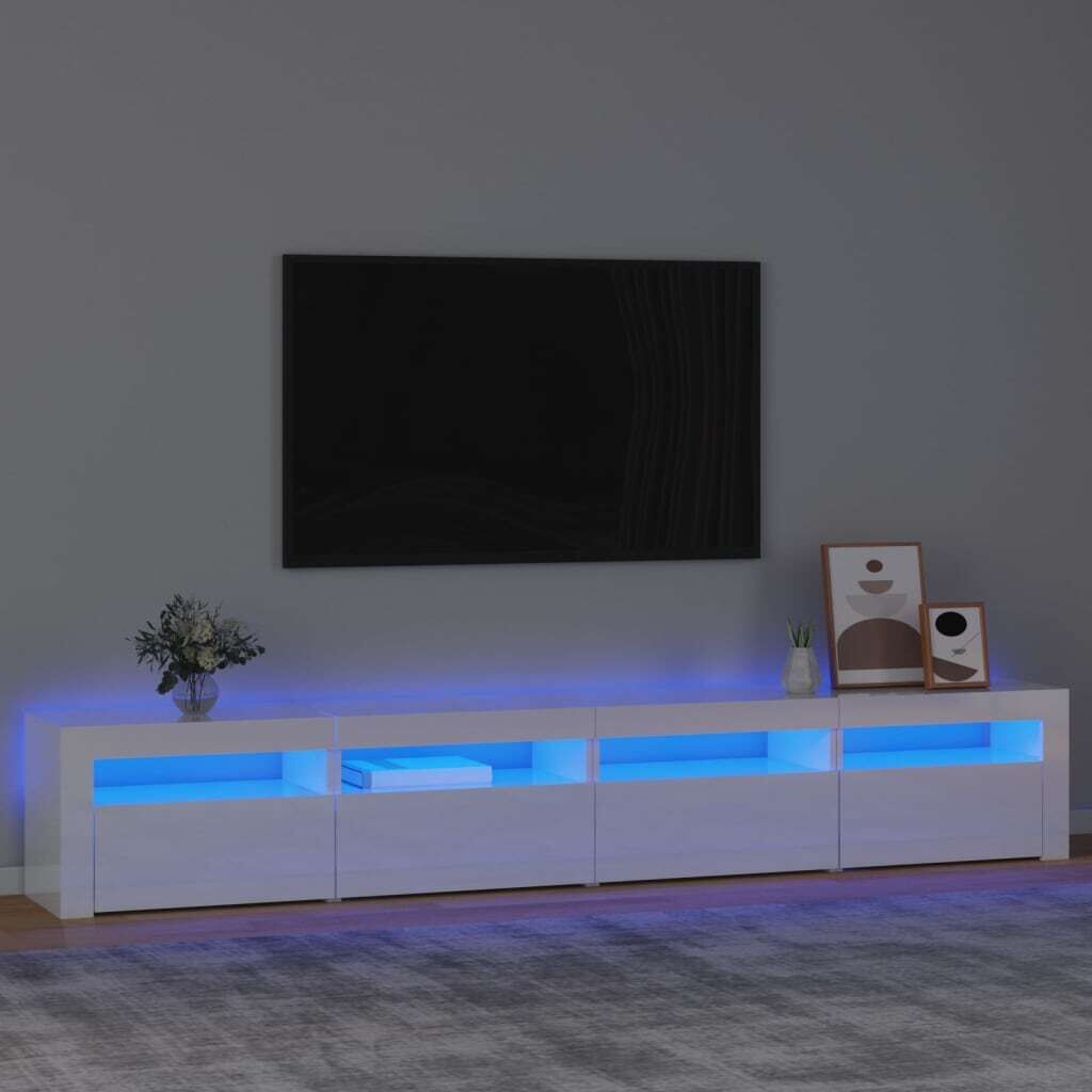 TV Cabinet with LED Lights High Gloss White 240x35x40 cm TV Cabinet with LED Lights High Gloss White 240x35x40 cm