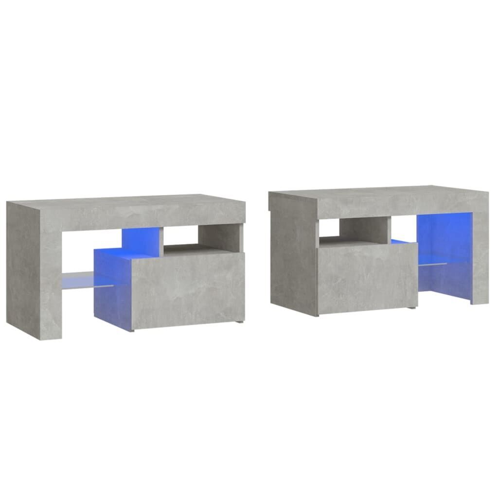 Bedside Cabinets 2 pcs with LED Lights Concrete Grey 70x36.5x40 cm Bedside Cabinets 2 pcs with LED Lights Concrete Grey 70x36.5x40 cm