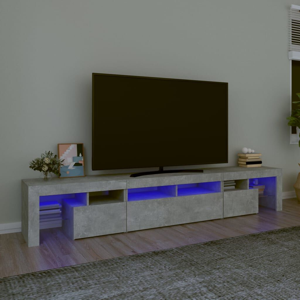 TV Cabinet with LED Lights Concrete Grey 230x36.5x40 cm TV Cabinet with LED Lights Concrete Grey 230x36.5x40 cm