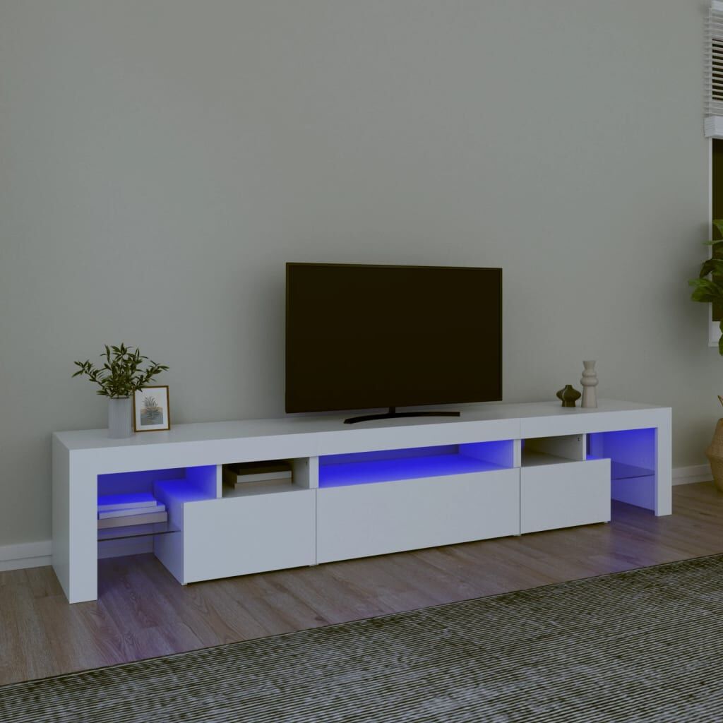 TV Cabinet with LED Lights White 215x36.5x40 cm TV Cabinet with LED Lights White 215x36.5x40 cm