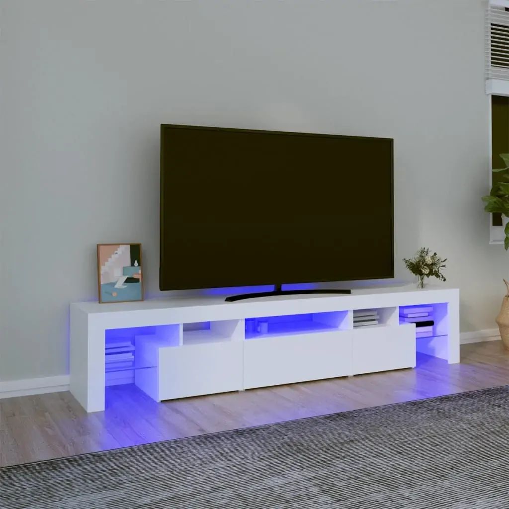 TV Cabinet with LED Lights White 200x36.5x40 cm TV Cabinet with LED Lights White 200x36.5x40 cm