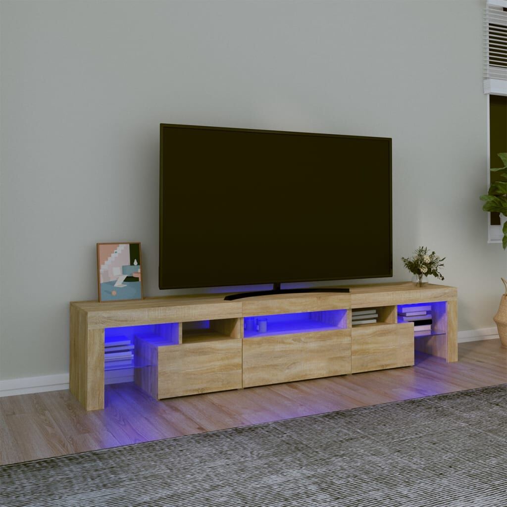 TV Cabinet with LED Lights Sonoma Oak 200x36.5x40 cm TV Cabinet with LED Lights Sonoma Oak 200x36.5x40 cm