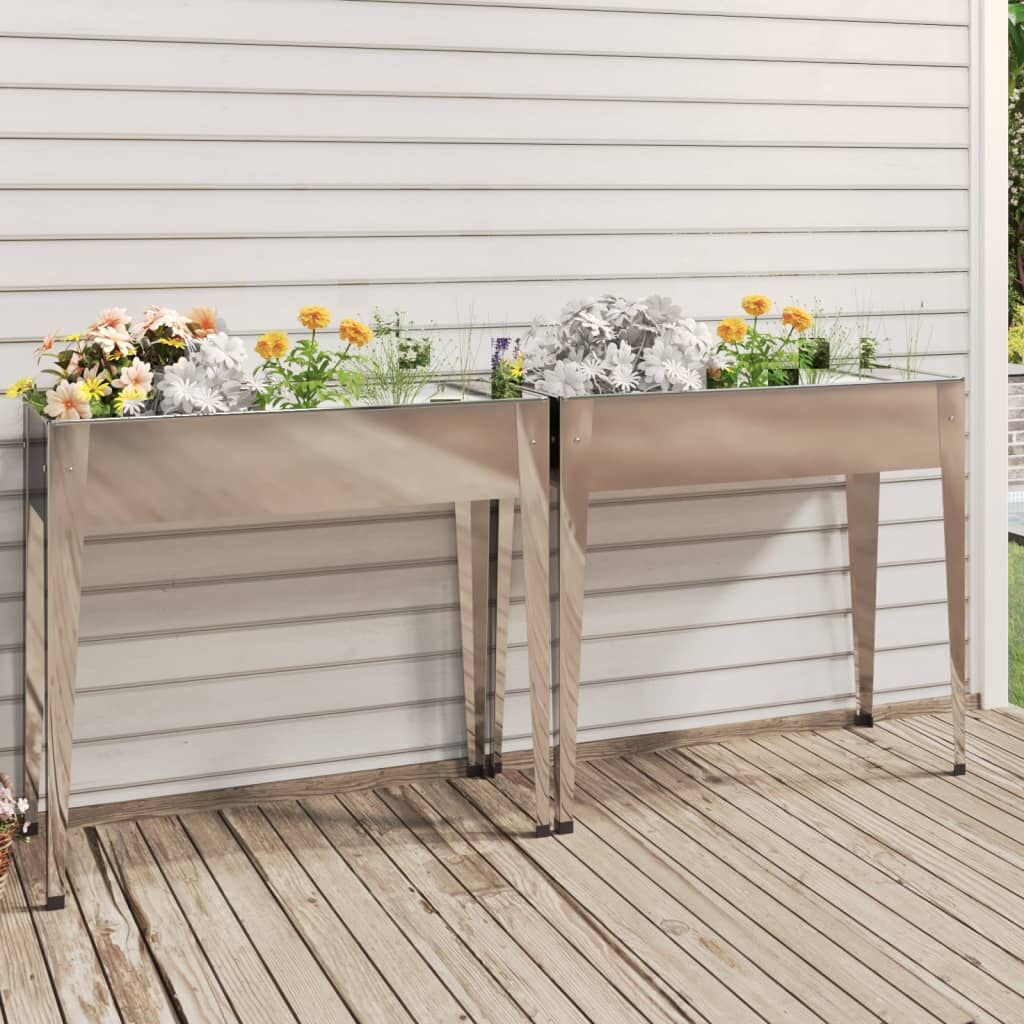 Garden Planters 2 pcs Galvanised Steel Garden Planters 2 pcs Galvanised Steel