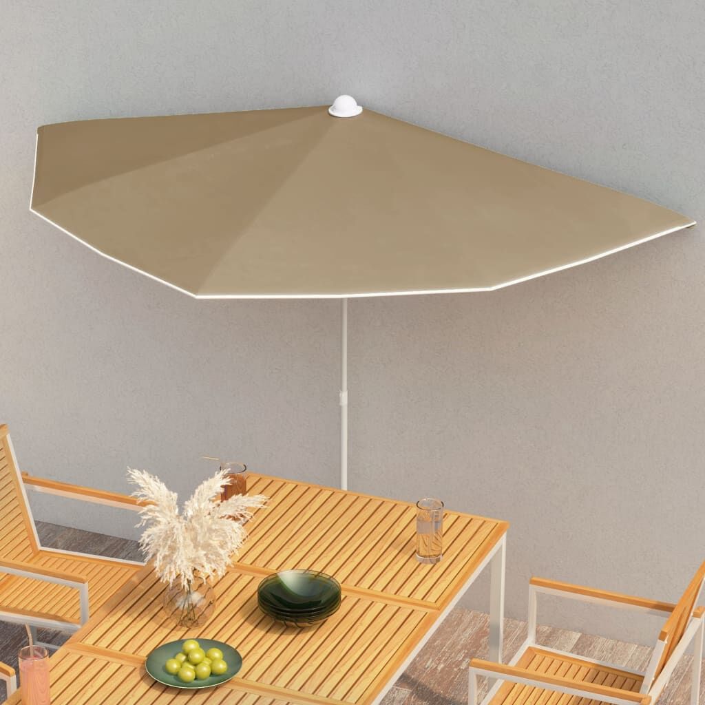 Garden Half Parasol with Pole 180x90 cm Taupe Garden Half Parasol with Pole 180x90 cm Taupe