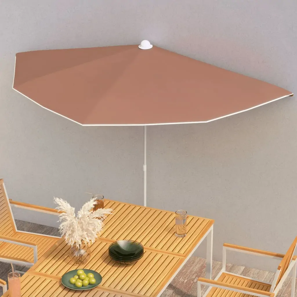 Garden Half Parasol with Pole 180x90 cm Terracotta Garden Half Parasol with Pole 180x90 cm Terracotta