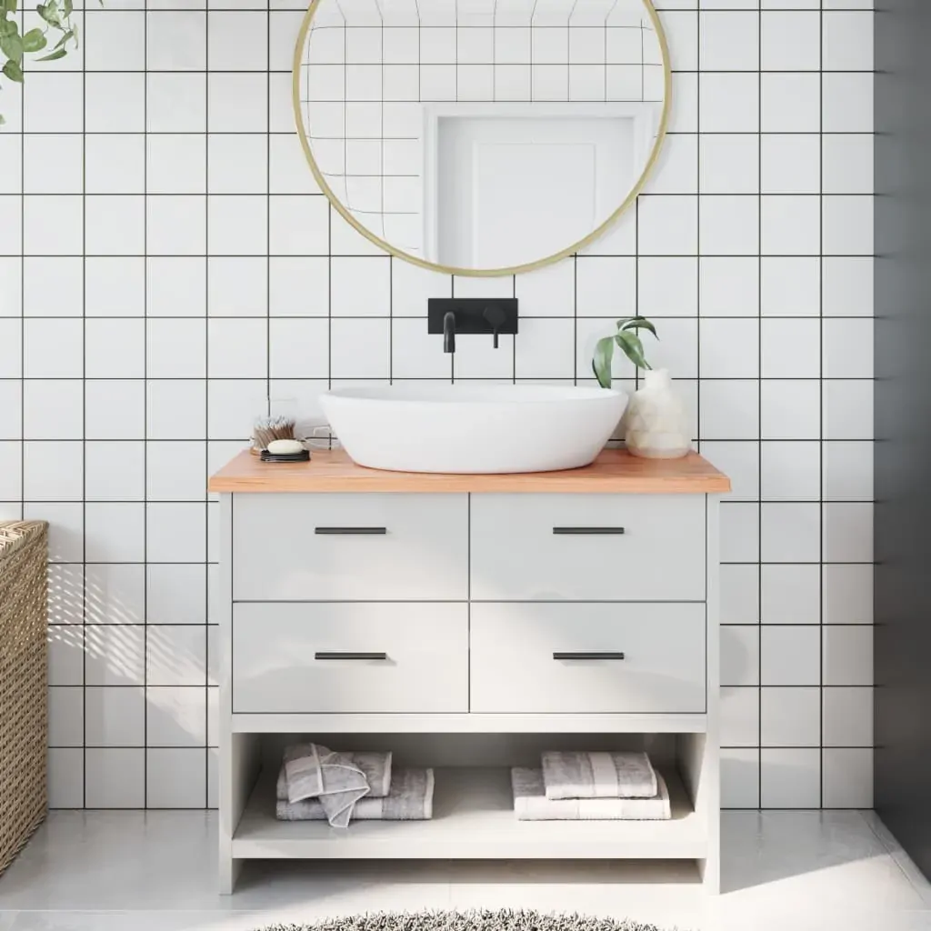 Bathroom Countertop Light Brown 100x30x2 cm Treated Solid Wood Bathroom Countertop Light Brown 100x30x2 cm Treated Solid Wood