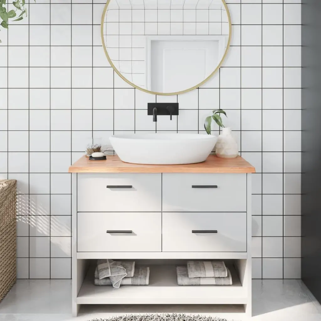 Bathroom Countertop Light Brown 100x40x2 cm Treated Solid Wood Bathroom Countertop Light Brown 100x40x2 cm Treated Solid Wood