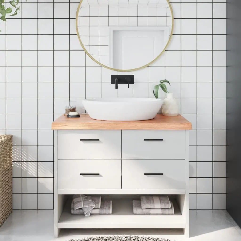 Bathroom Countertop Light Brown 100x50x6 cm Treated Solid Wood Bathroom Countertop Light Brown 100x50x6 cm Treated Solid Wood