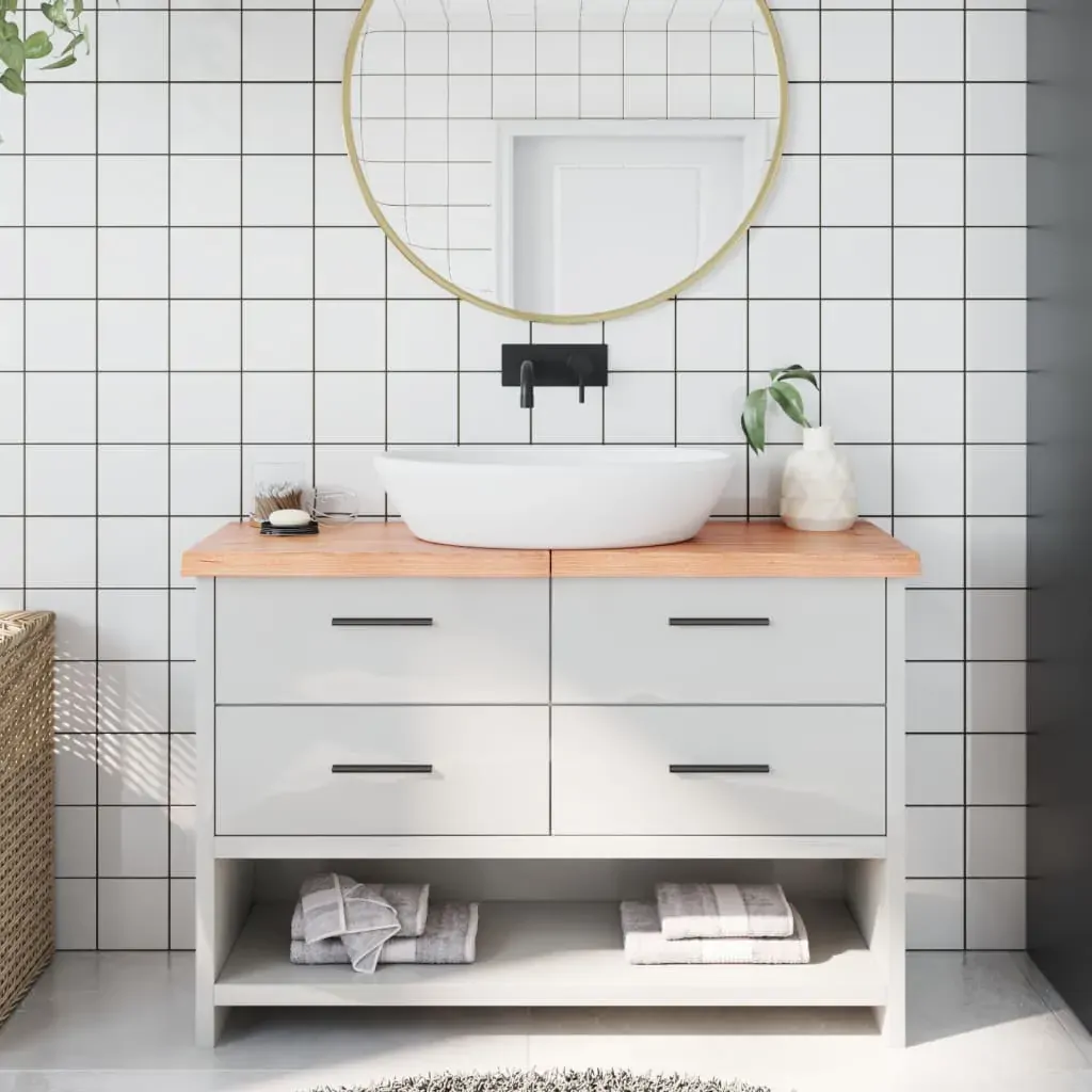 Bathroom Countertop Light Brown 120x30x4 cm Treated Solid Wood Bathroom Countertop Light Brown 120x30x4 cm Treated Solid Wood