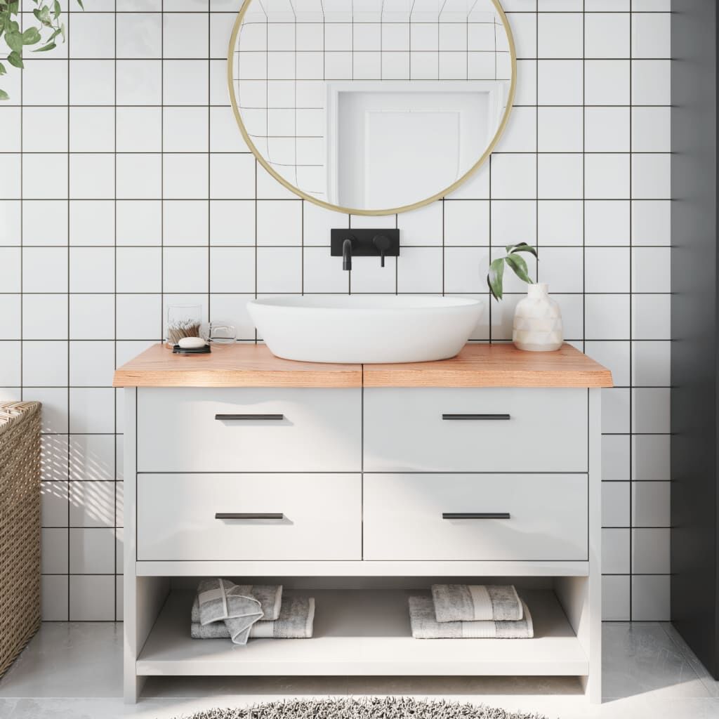 Bathroom Countertop Light Brown 120x60x4 cm Treated Solid Wood Bathroom Countertop Light Brown 120x60x4 cm Treated Solid Wood