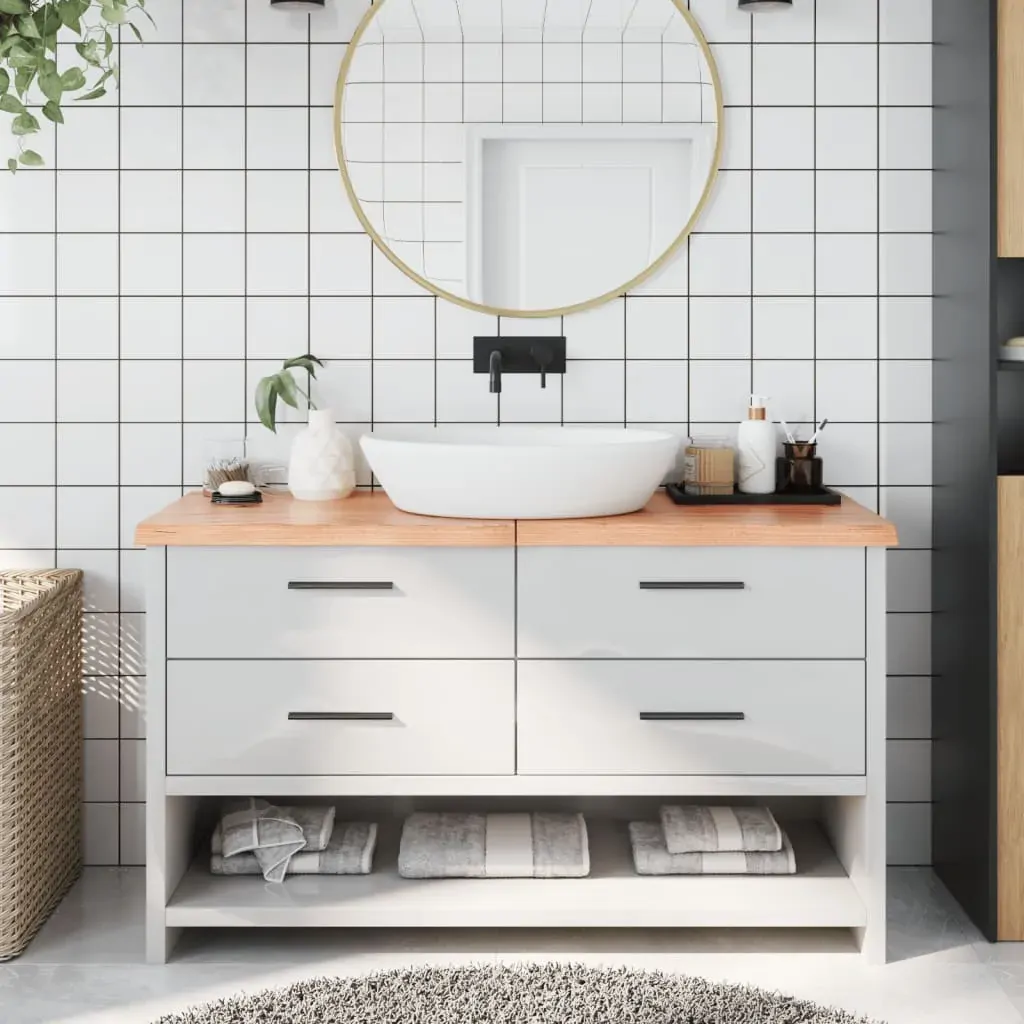Bathroom Countertop Light Brown 140x60x4 cm Treated Solid Wood Bathroom Countertop Light Brown 140x60x4 cm Treated Solid Wood