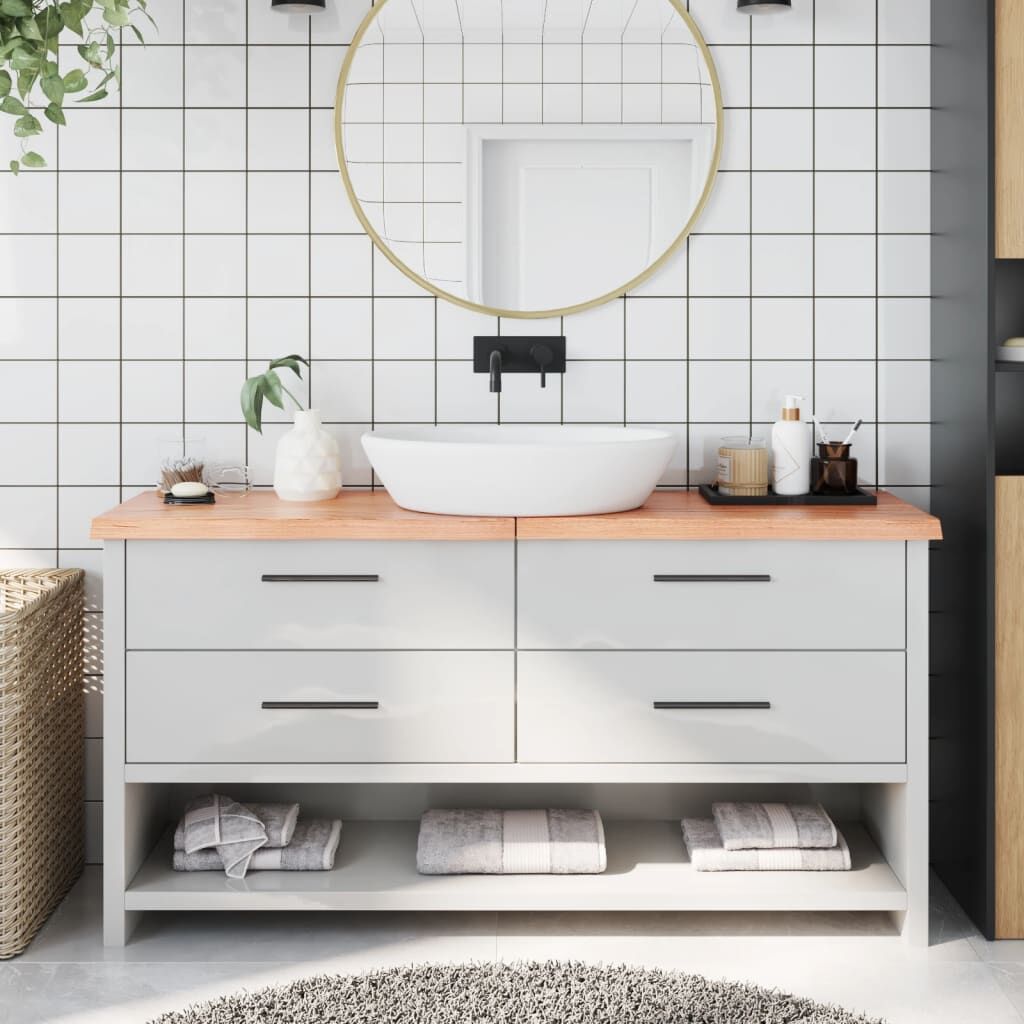 Bathroom Countertop Light Brown 160x30x4 cm Treated Solid Wood Bathroom Countertop Light Brown 160x30x4 cm Treated Solid Wood