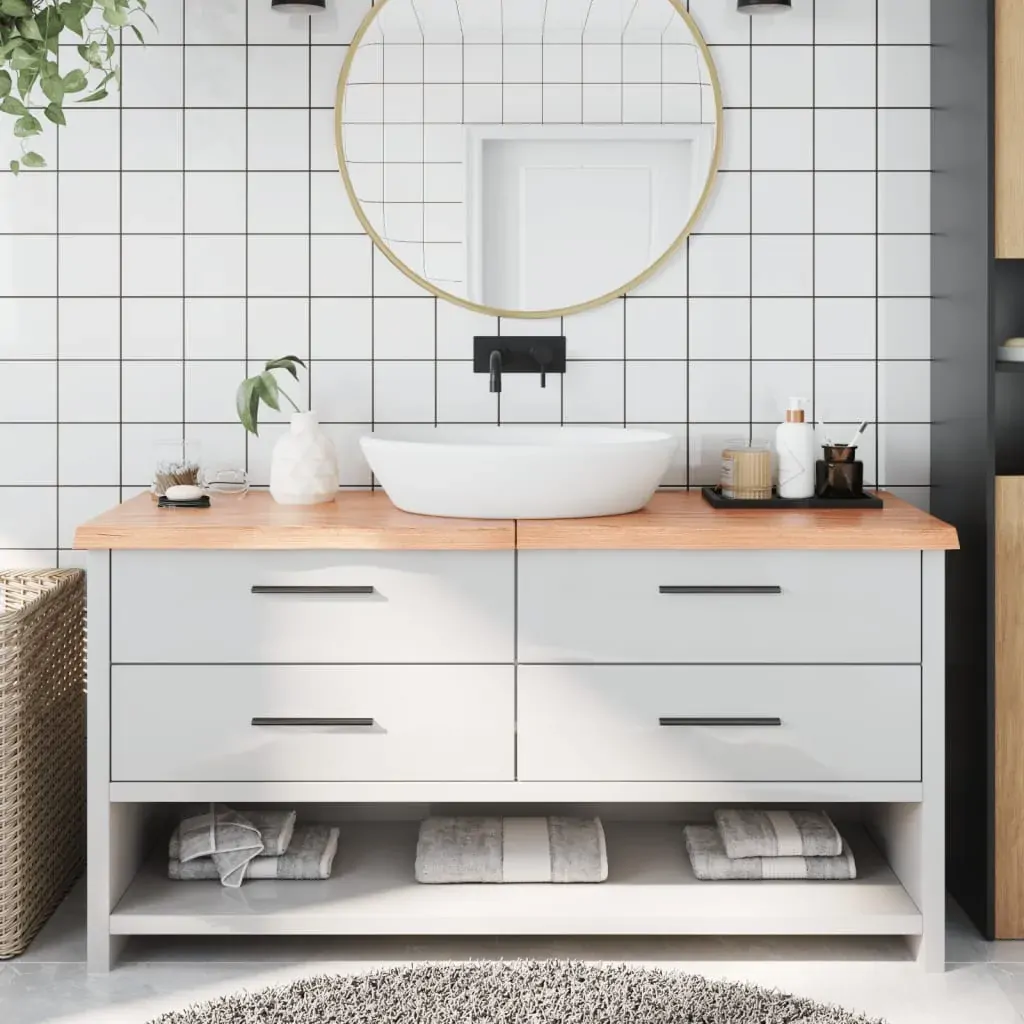 Bathroom Countertop Light Brown 160x40x4 cm Treated Solid Wood Bathroom Countertop Light Brown 160x40x4 cm Treated Solid Wood