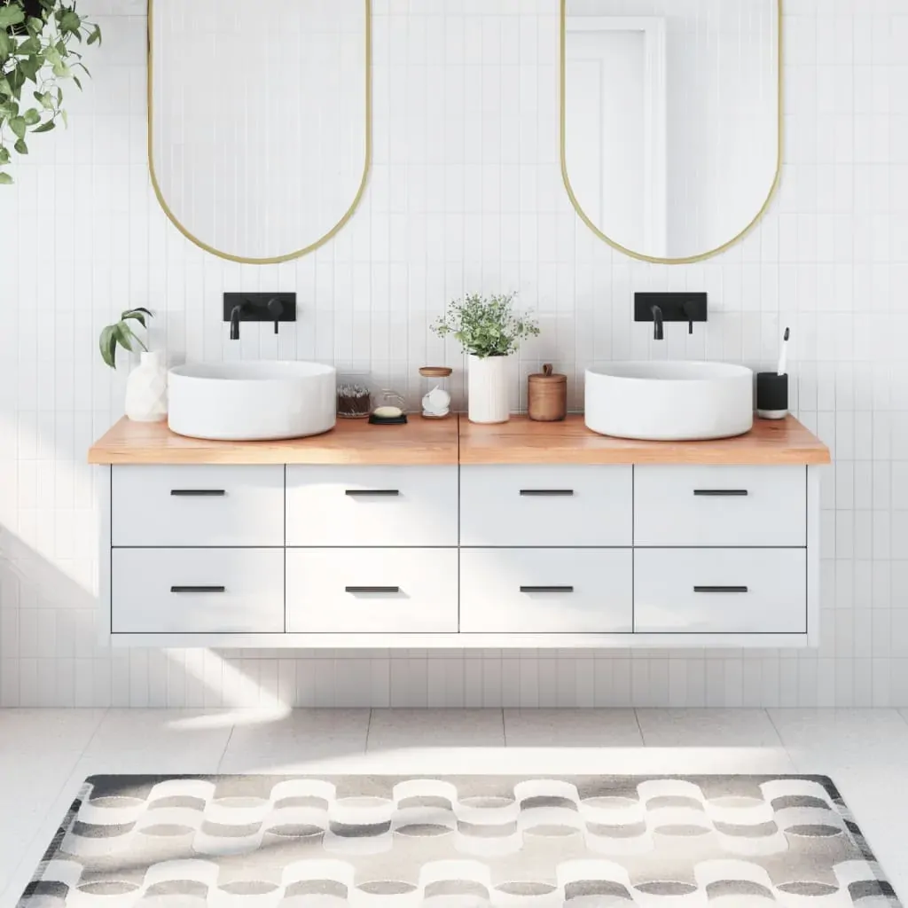 Bathroom Countertop Light Brown 180x50x4 cm Treated Solid Wood Bathroom Countertop Light Brown 180x50x4 cm Treated Solid Wood