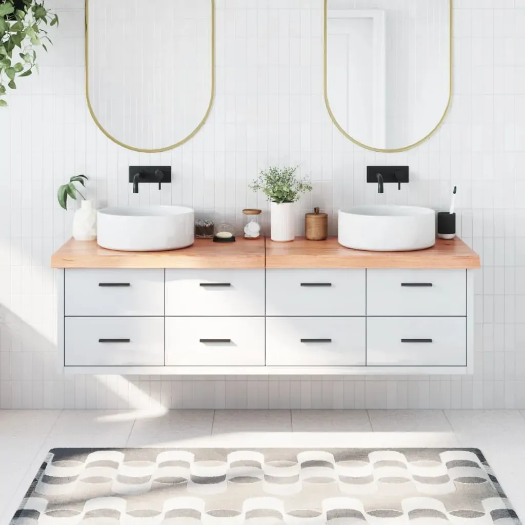 Bathroom Countertop Light Brown 180x50x6 cm Treated Solid Wood Bathroom Countertop Light Brown 180x50x6 cm Treated Solid Wood