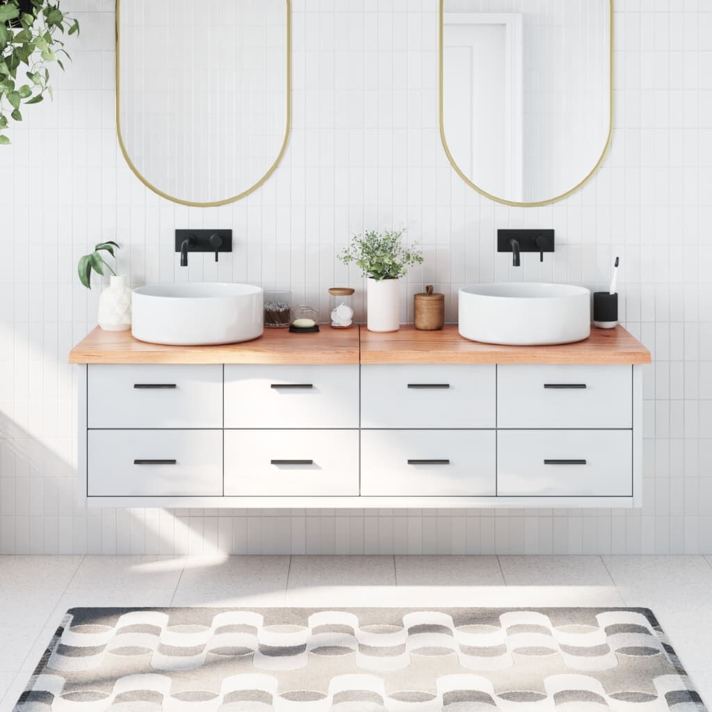 Bathroom Countertop Light Brown 180x60x4 cm Treated Solid Wood Bathroom Countertop Light Brown 180x60x4 cm Treated Solid Wood