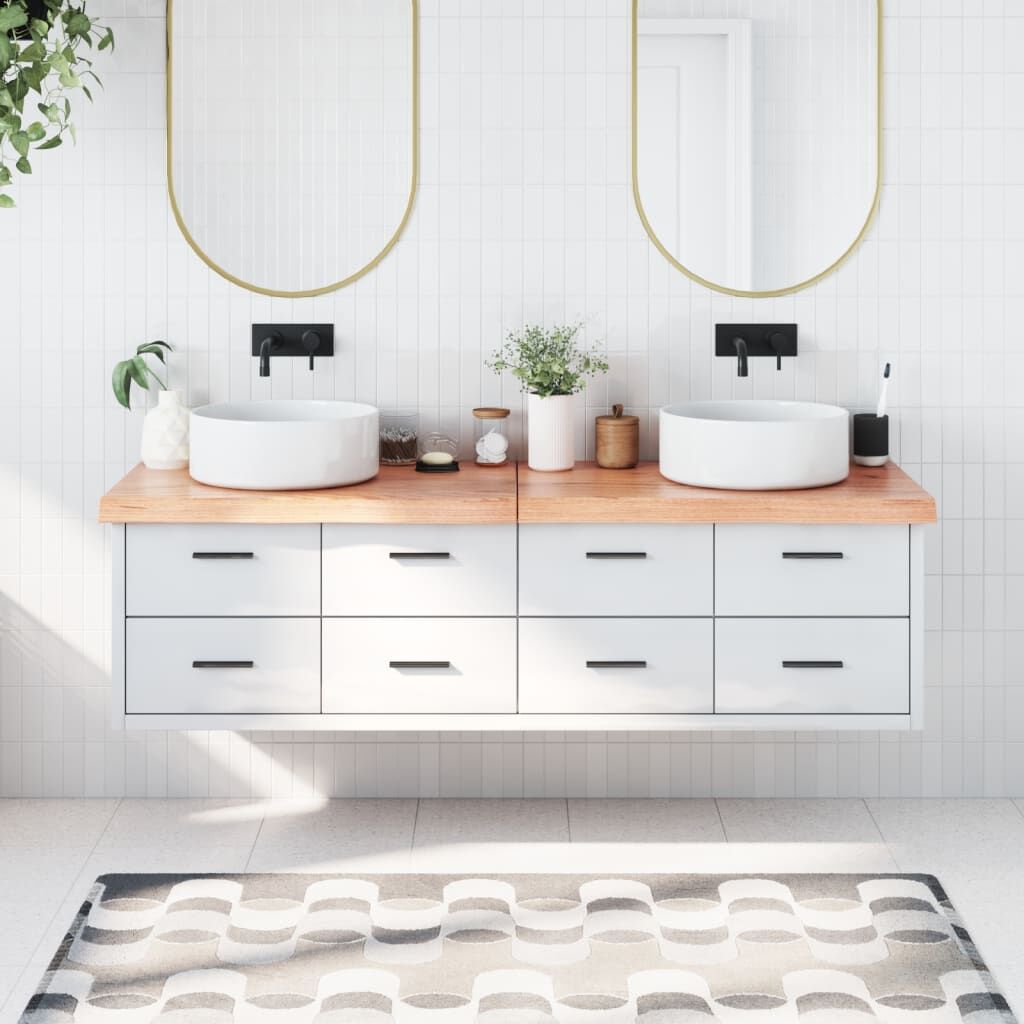 Bathroom Countertop Light Brown 180x60x6 cm Treated Solid Wood Bathroom Countertop Light Brown 180x60x6 cm Treated Solid Wood