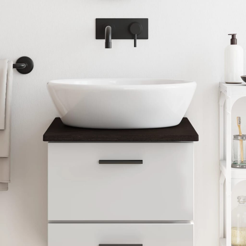 Bathroom Countertop Dark Brown 40x60x2 cm Treated Solid Wood Bathroom Countertop Dark Brown 40x60x2 cm Treated Solid Wood