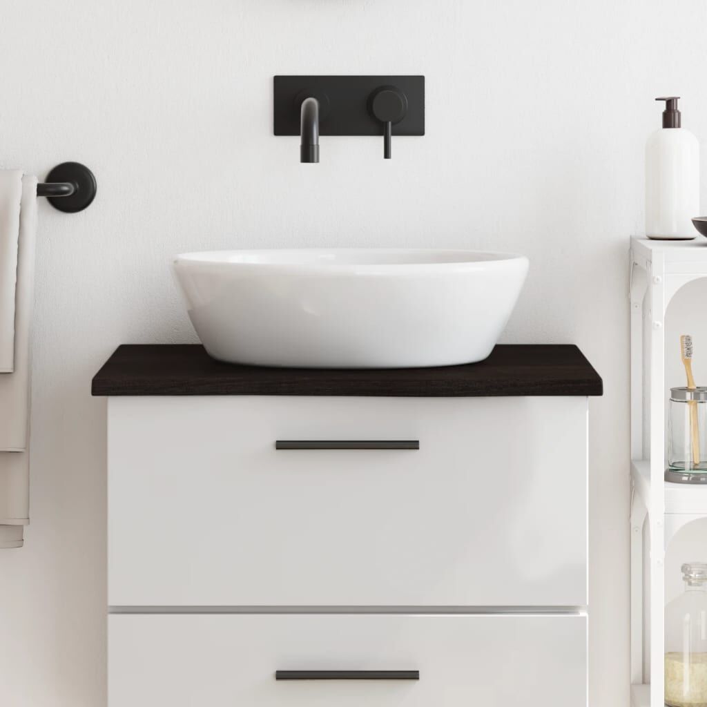 Bathroom Countertop Dark Brown 60x50x2 cm Treated Solid Wood Bathroom Countertop Dark Brown 60x50x2 cm Treated Solid Wood