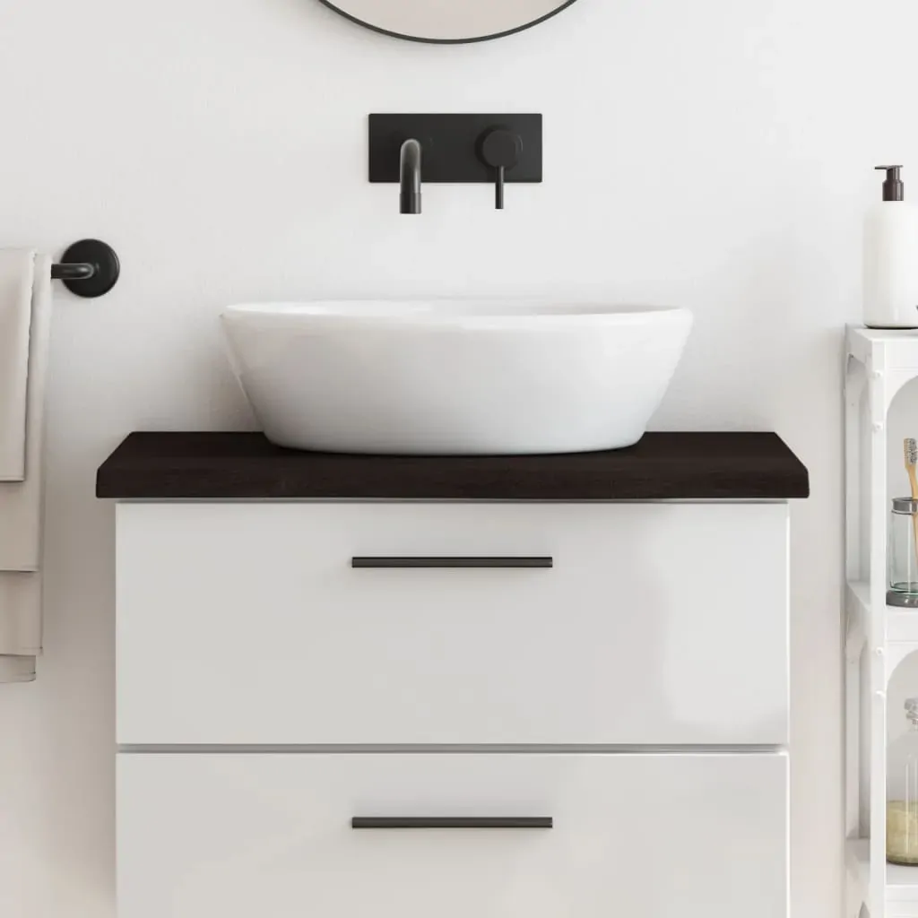 Bathroom Countertop Dark Brown 80x40x4 cm Treated Solid Wood Bathroom Countertop Dark Brown 80x40x4 cm Treated Solid Wood
