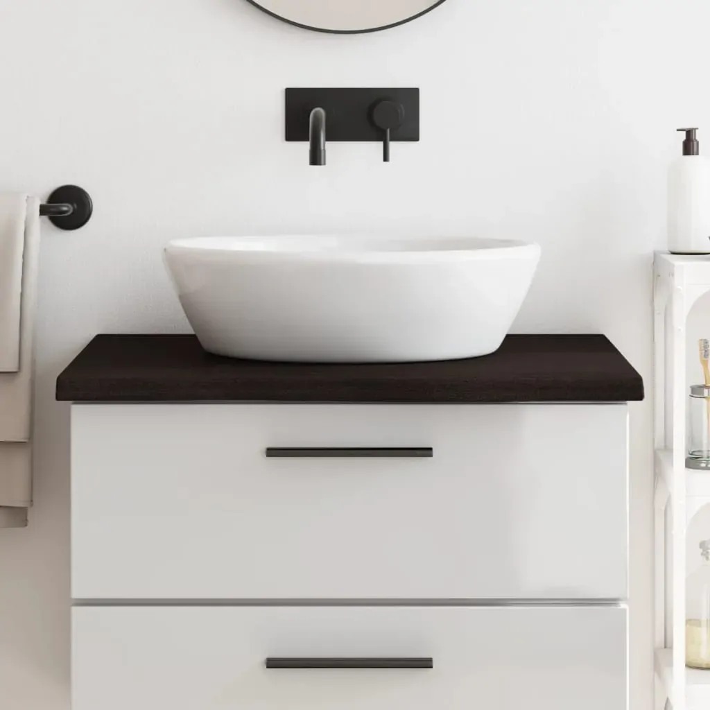 Bathroom Countertop Dark Brown 80x50x4 cm Treated Solid Wood Bathroom Countertop Dark Brown 80x50x4 cm Treated Solid Wood