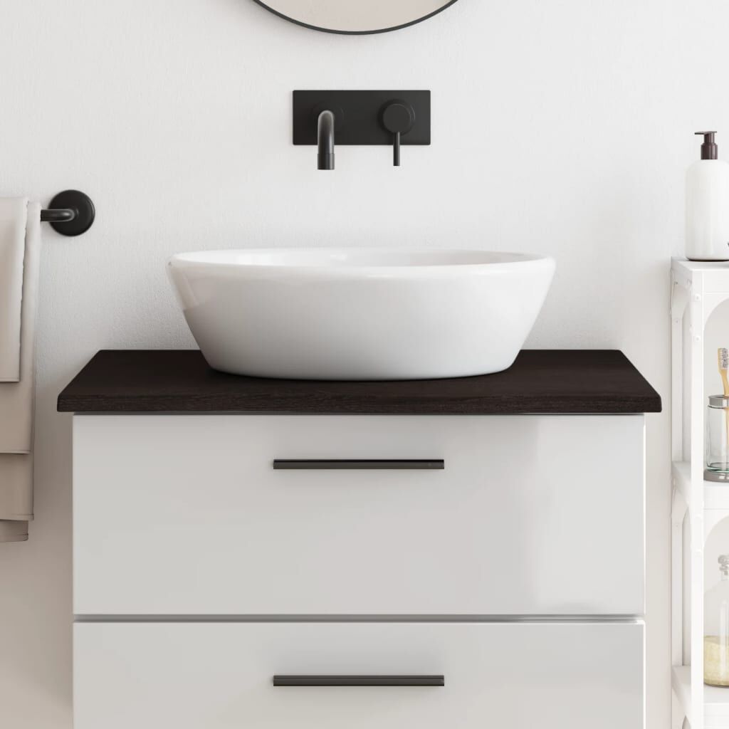 Bathroom Countertop Dark Brown 80x60x2 cm Treated Solid Wood Bathroom Countertop Dark Brown 80x60x2 cm Treated Solid Wood