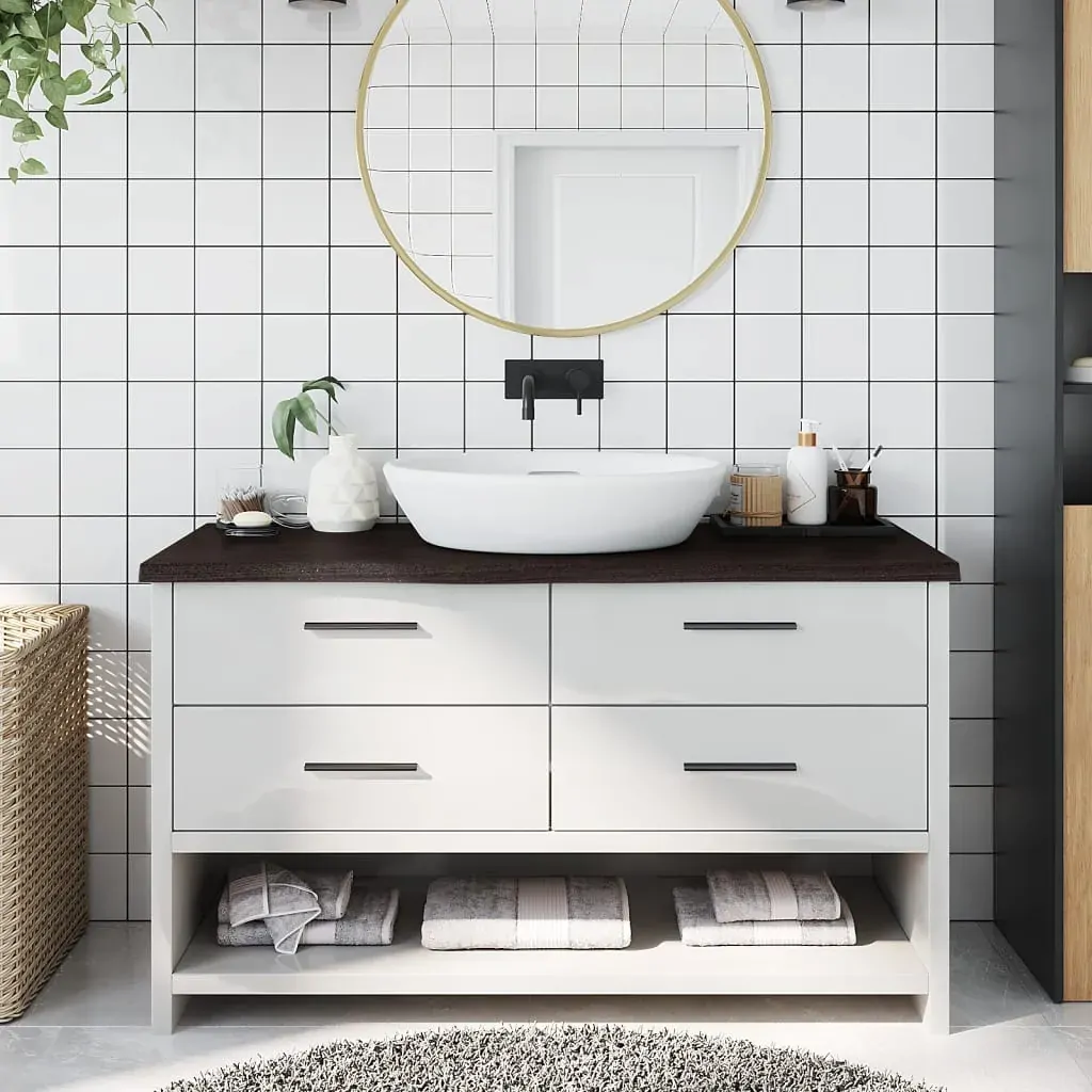 Bathroom Countertop Dark Brown 100x30x4 cm Treated Solid Wood Bathroom Countertop Dark Brown 100x30x4 cm Treated Solid Wood