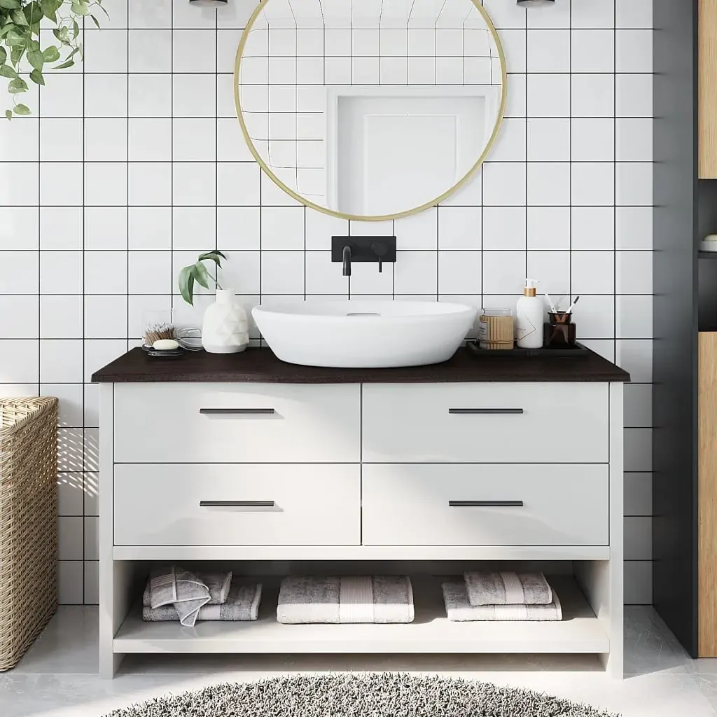 Bathroom Countertop Dark Brown 100x40x2 cm Treated Solid Wood Bathroom Countertop Dark Brown 100x40x2 cm Treated Solid Wood