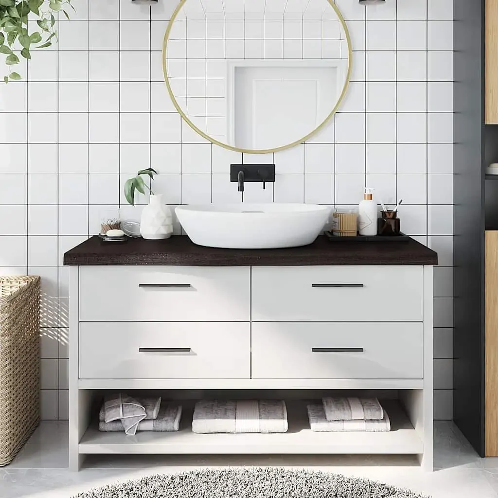 Bathroom Countertop Dark Brown 100x40x6 cm Treated Solid Wood Bathroom Countertop Dark Brown 100x40x6 cm Treated Solid Wood