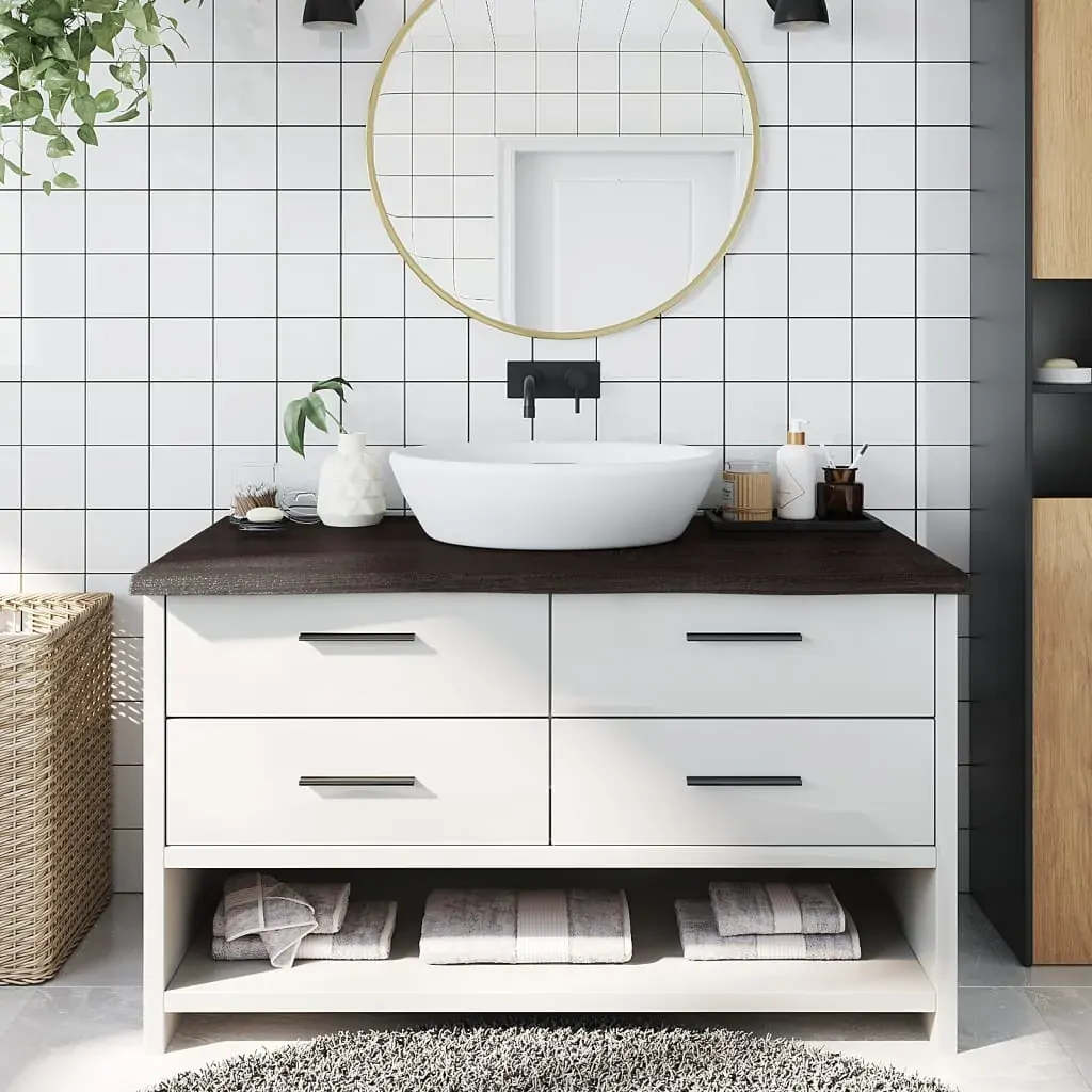 Bathroom Countertop Dark Brown 100x50x4 cm Treated Solid Wood Bathroom Countertop Dark Brown 100x50x4 cm Treated Solid Wood
