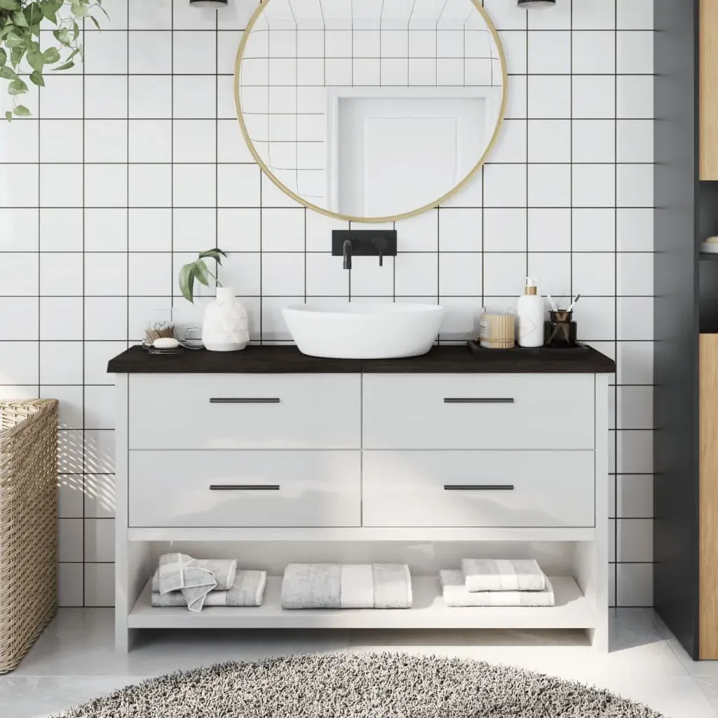 Bathroom Countertop Dark Brown 120x30x4 cm Treated Solid Wood Bathroom Countertop Dark Brown 120x30x4 cm Treated Solid Wood