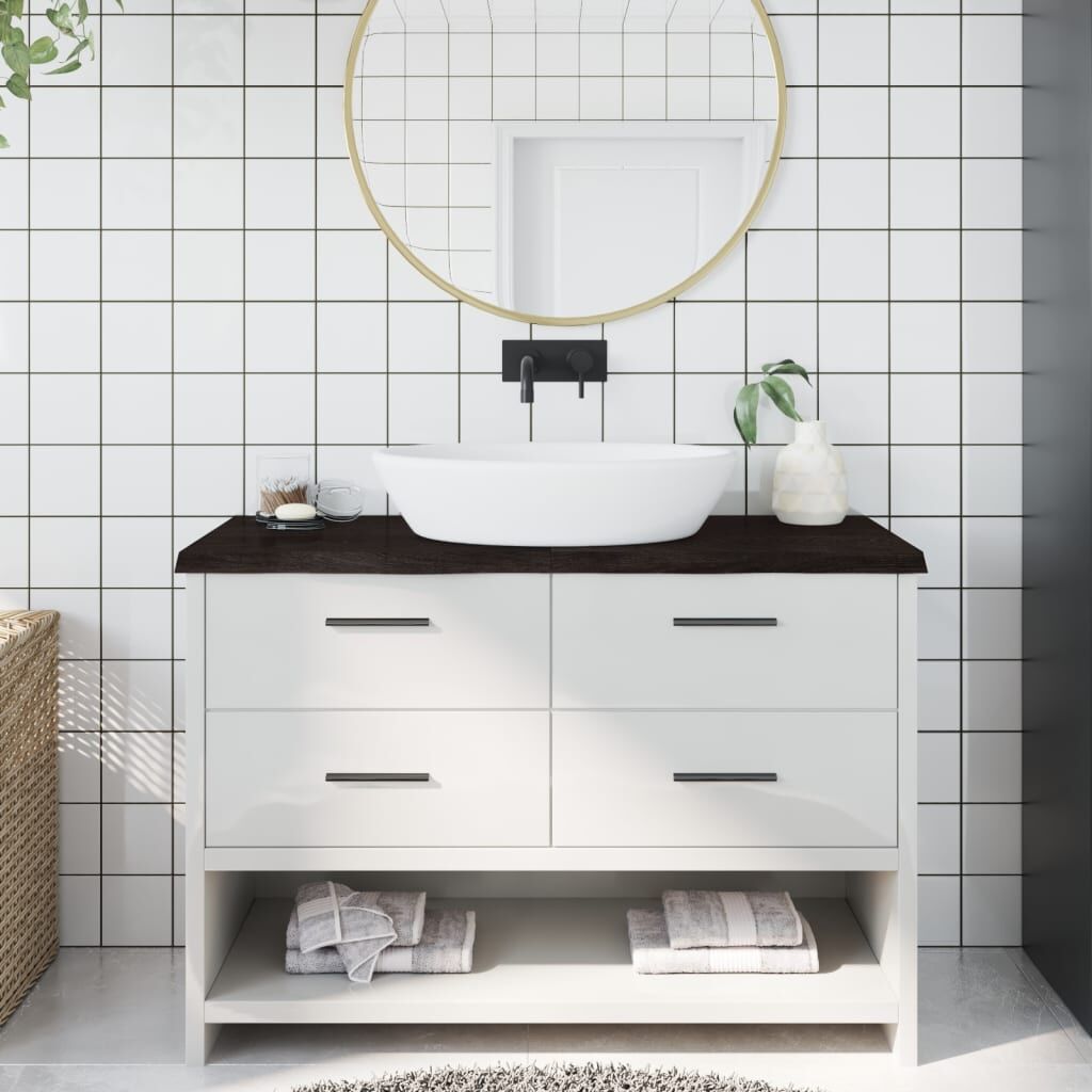 Bathroom Countertop Dark Brown 120x50x4 cm Treated Solid Wood Bathroom Countertop Dark Brown 120x50x4 cm Treated Solid Wood