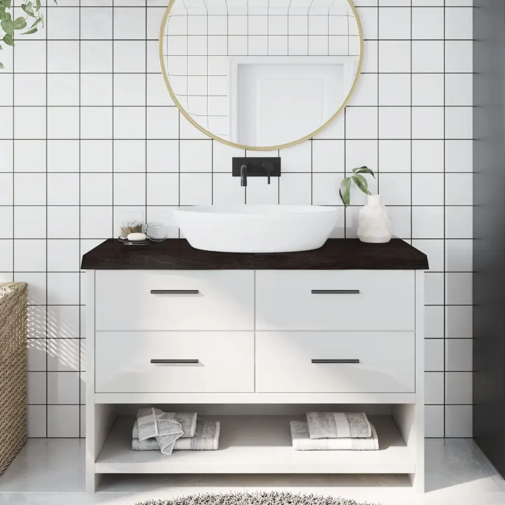 Bathroom Countertop Dark Brown 120x50x6 cm Treated Solid Wood Bathroom Countertop Dark Brown 120x50x6 cm Treated Solid Wood