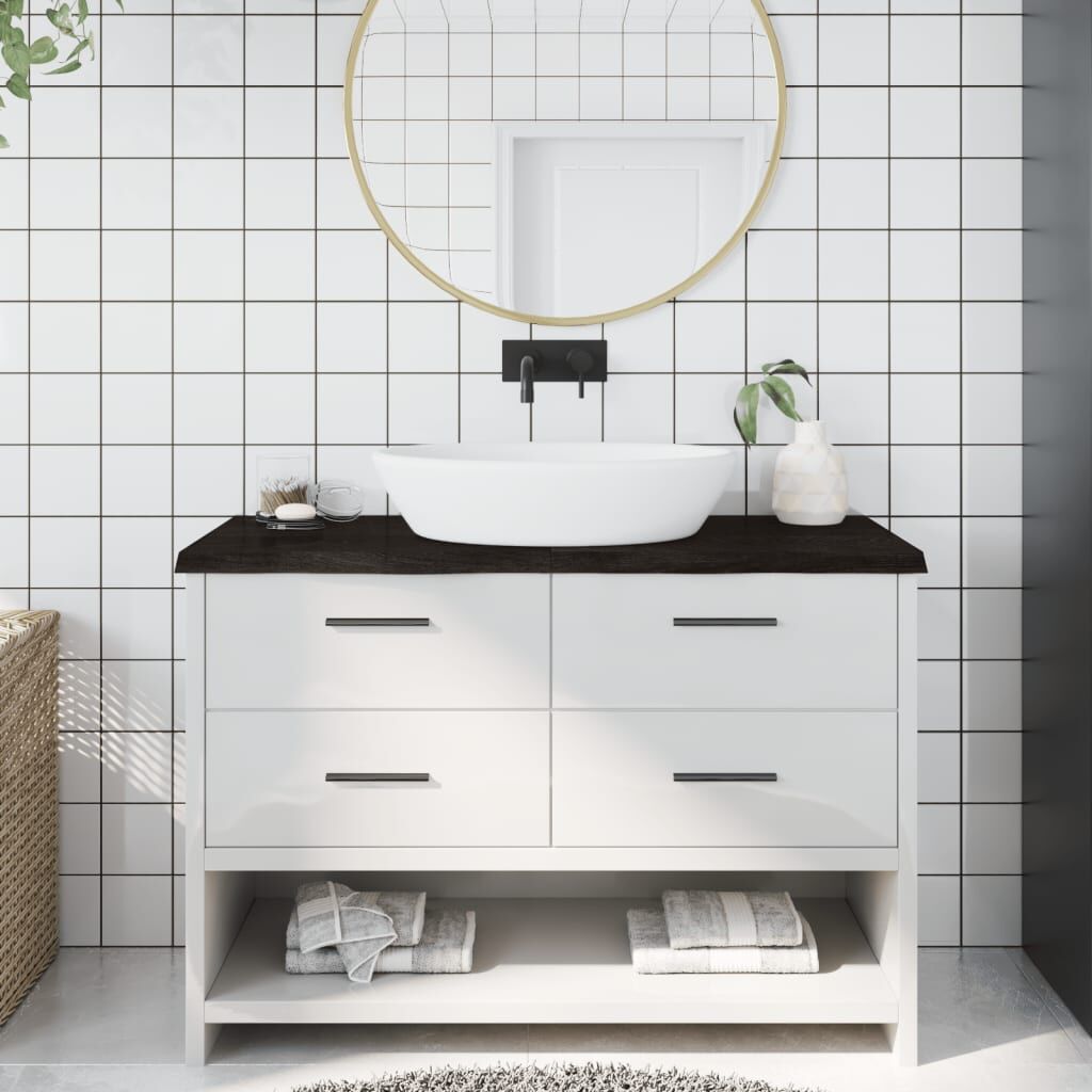 Bathroom Countertop Dark Brown 120x60x4 cm Treated Solid Wood Bathroom Countertop Dark Brown 120x60x4 cm Treated Solid Wood