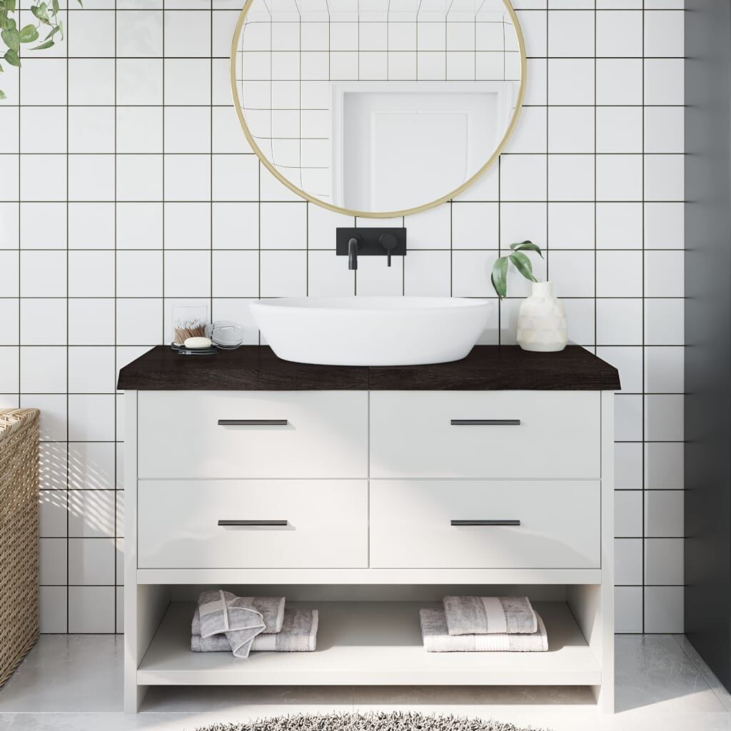 Bathroom Countertop Dark Brown 120x60x6 cm Treated Solid Wood Bathroom Countertop Dark Brown 120x60x6 cm Treated Solid Wood